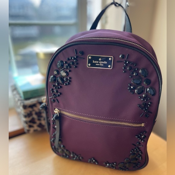 Kate Spade Wilson Road Bradley Backpack plumb with black embellishments - Picture 8 of 16